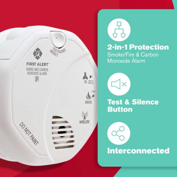 First Alert ZCOMBO 2-in-1 Smoke Detector & Carbon Monoxide Alarm, Z-Wave Combo