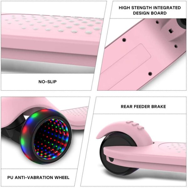 Kick Scooter for Kids,3 Wheel Scooter LED Flashing Wheel Two Mode Switch Learn to Steer Height Adjustable Extra Wide Deck Gifts for Kids, Toddler Boys Girls