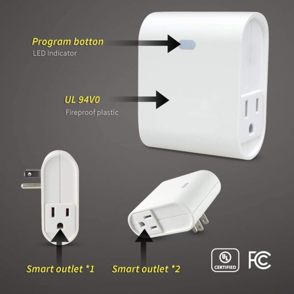 Z-Wave Plug Outlet Dual On/Off Switch Outlet, Built in Repeater, Work with Smart Things, Wink, Z-Wave hub Require, White(MP20Z)
