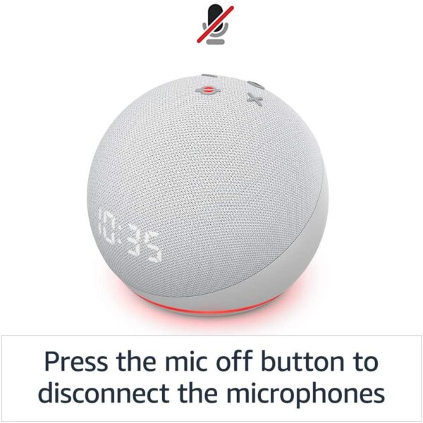 All-new Echo Dot (4th Gen) with clock - Glacier White - bundle with Sengled Bluetooth bulb (Certified for Humans product)