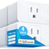 Meross Smart Plug Mini, 16A & Reliable WiFi, Support Apple HomeKit, Siri, Alexa, Echo, Google Assistant, Nest Hub and SmartThings, App Control, Timer, No Hub Needed, 4 Pack