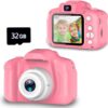 Seckton Upgrade Kids Selfie Camera, Christmas Birthday Gifts for Girls Age 3-9, HD Digital Video Cameras for Toddler, Portable Toy for 3 4 5 6 7 8 Year Old Girl with 32GB SD Card-Pink