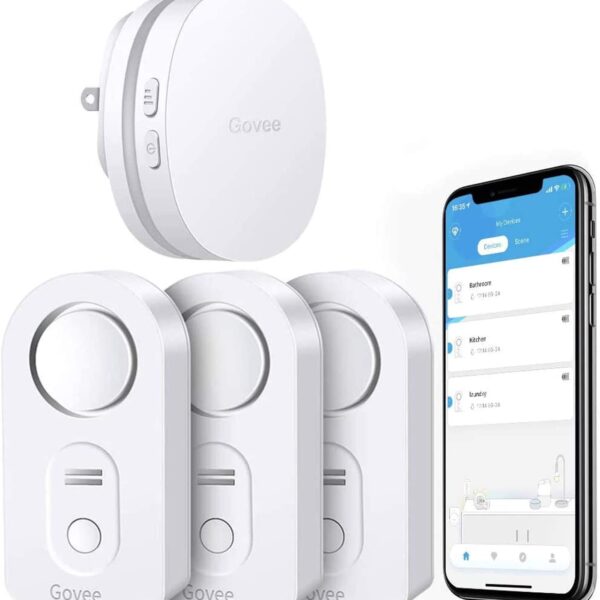 Govee WiFi Water Sensor 3 Pack, 100dB Adjustable Alarm and App Alerts, Leak and Drip Alert with Email, for Home, Basement
