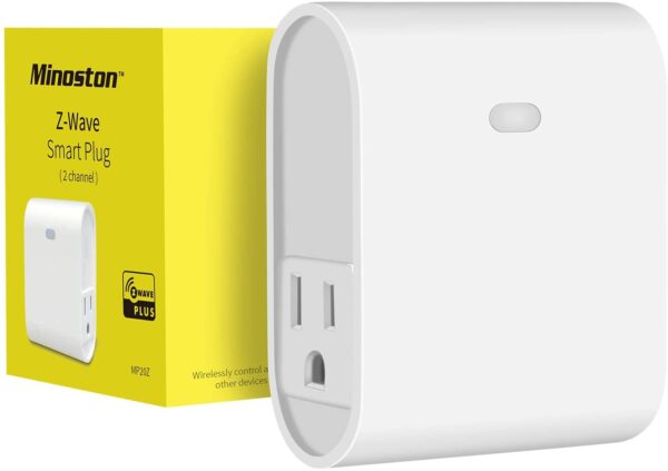 Z-Wave Plug Outlet Dual On/Off Switch Outlet, Built in Repeater, Work with Smart Things, Wink, Z-Wave hub Require, White(MP20Z)
