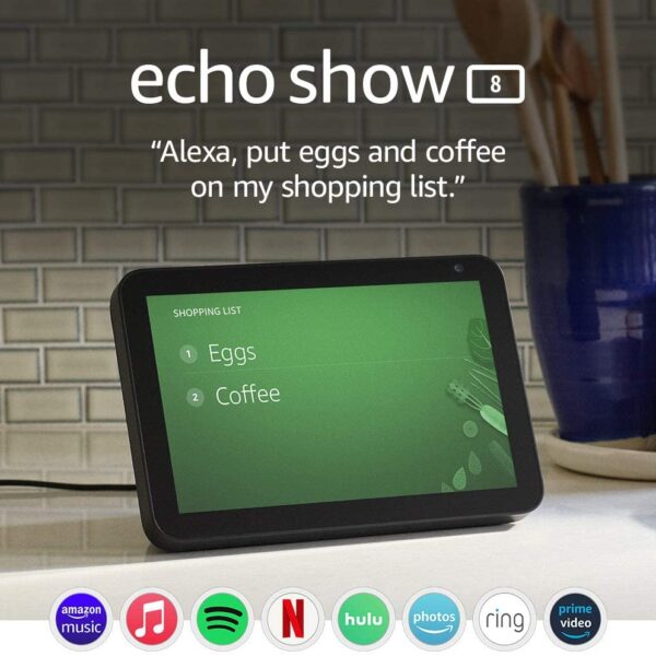 Echo Show 8 -- HD smart display with Alexa – stay connected with video calling - Charcoal