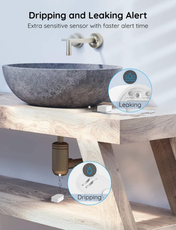 Govee WiFi Water Sensor, 100dB Adjustable Audio Alarm and Smart App Alerts, Leak and Drip Alert with Email, for Home, Basement