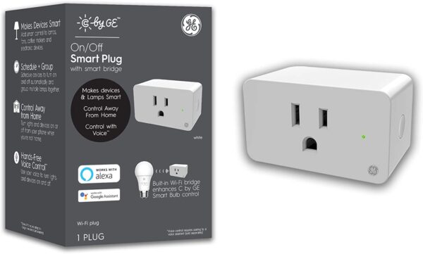C by GE Smart Plug with Smart Bridge, White, 1-Pack, On/Off Smart Plugs that work with Alexa and Google Home, Bluetooth Smart Plug, WiFi Smart Plug, Smart Outlet for Smart Homes