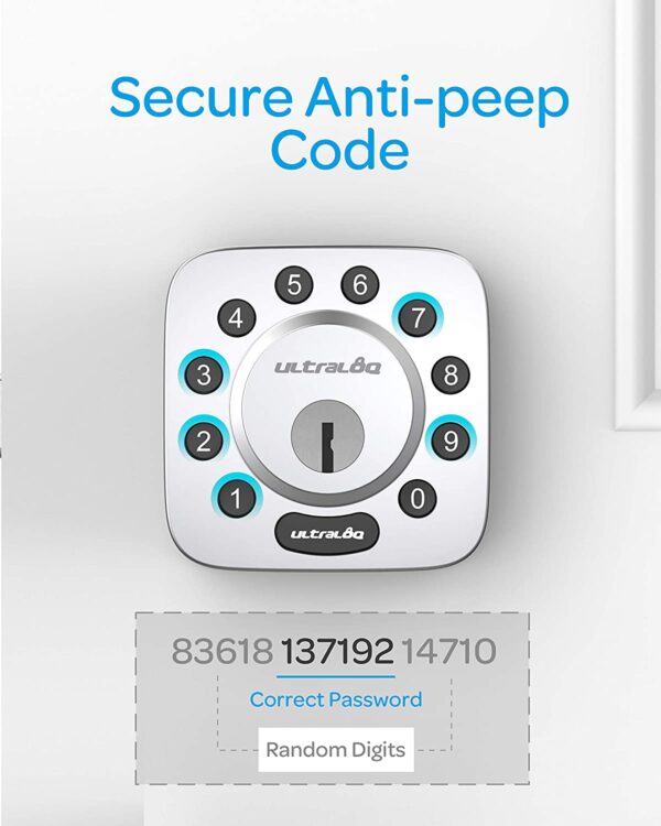 ULTRALOQ U-Bolt Smart Lock (Satin Nickel) + Bridge WiFi Adaptor, 5-in-1 Keyless Entry Door Lock with WiFi, Bluetooth and Keypad, Smart Door Lock Front Door, Non-Fingerprint Deadbolt Lock Edition