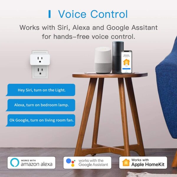 Meross Smart Plug Mini, 16A & Reliable WiFi, Support Apple HomeKit, Siri, Alexa, Echo, Google Assistant, Nest Hub and SmartThings, App Control, Timer, No Hub Needed, 4 Pack