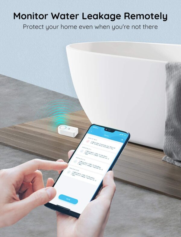 Govee WiFi Water Sensor, 100dB Adjustable Audio Alarm and Smart App Alerts, Leak and Drip Alert with Email, for Home, Basement