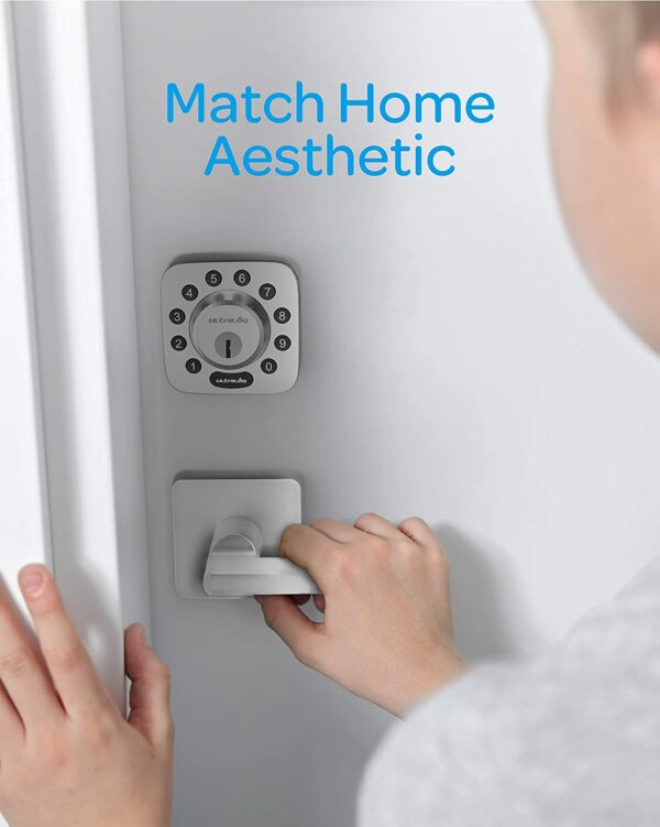 ULTRALOQ U-Bolt Smart Lock (Satin Nickel) + Bridge WiFi Adaptor, 5-in-1 Keyless Entry Door Lock with WiFi, Bluetooth and Keypad, Smart Door Lock Front Door, Non-Fingerprint Deadbolt Lock Edition