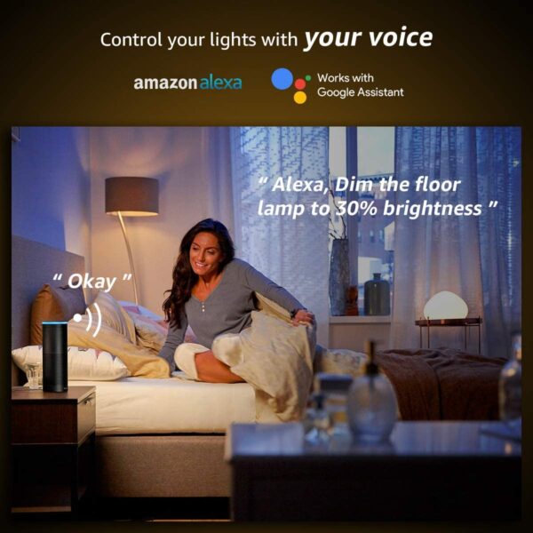 Smart LED Light Bulbs, Works with Alexa and Google Home, 60 Watt Equivalent, Dimmable with App, Warm White 2700K, No Hub Required, A19 E26, 2.4GHz WiFi, Pack of 4