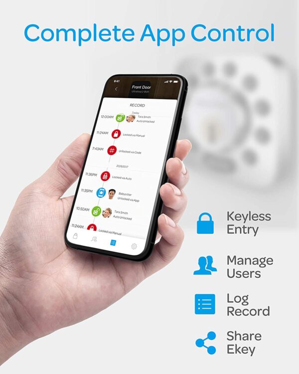 ULTRALOQ U-Bolt Smart Lock (Satin Nickel) + Bridge WiFi Adaptor, 5-in-1 Keyless Entry Door Lock with WiFi, Bluetooth and Keypad, Smart Door Lock Front Door, Non-Fingerprint Deadbolt Lock Edition