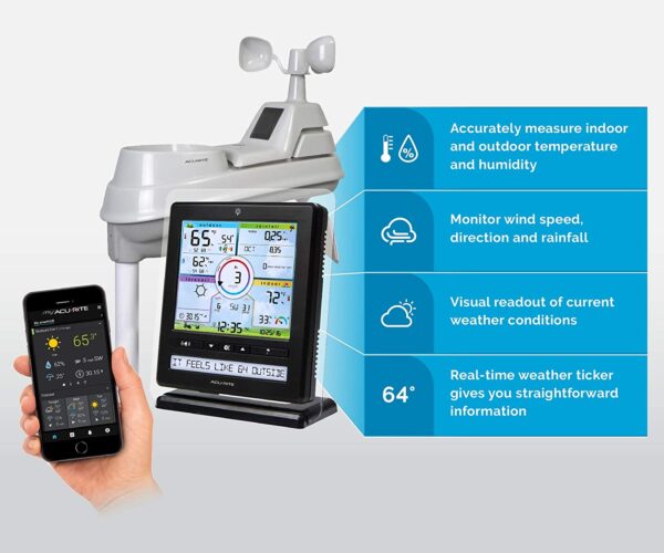 AcuRite Wireless Home Station (01536) with 5-1 Sensor and Android iPhone Weather Monitoring