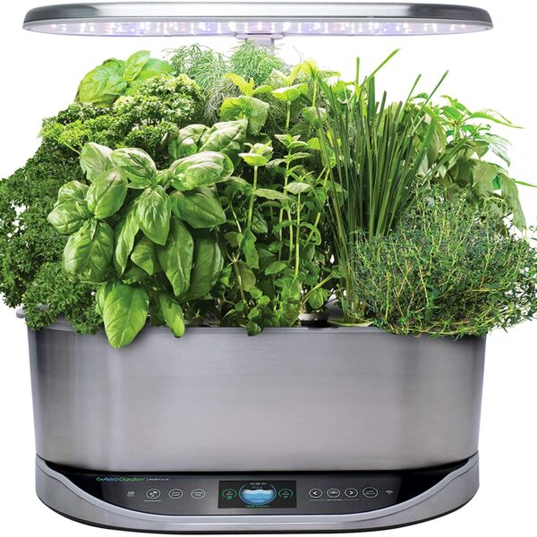 AeroGarden Bounty Elite Indoor Hydroponic Herb Garden, Stainless Steel
